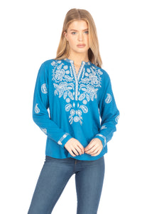 Boho Tunic with Floral Paisley Embroidery