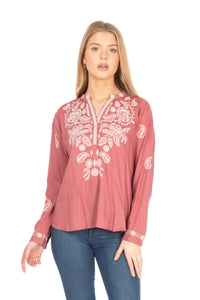 Boho Tunic with Floral Paisley Embroidery