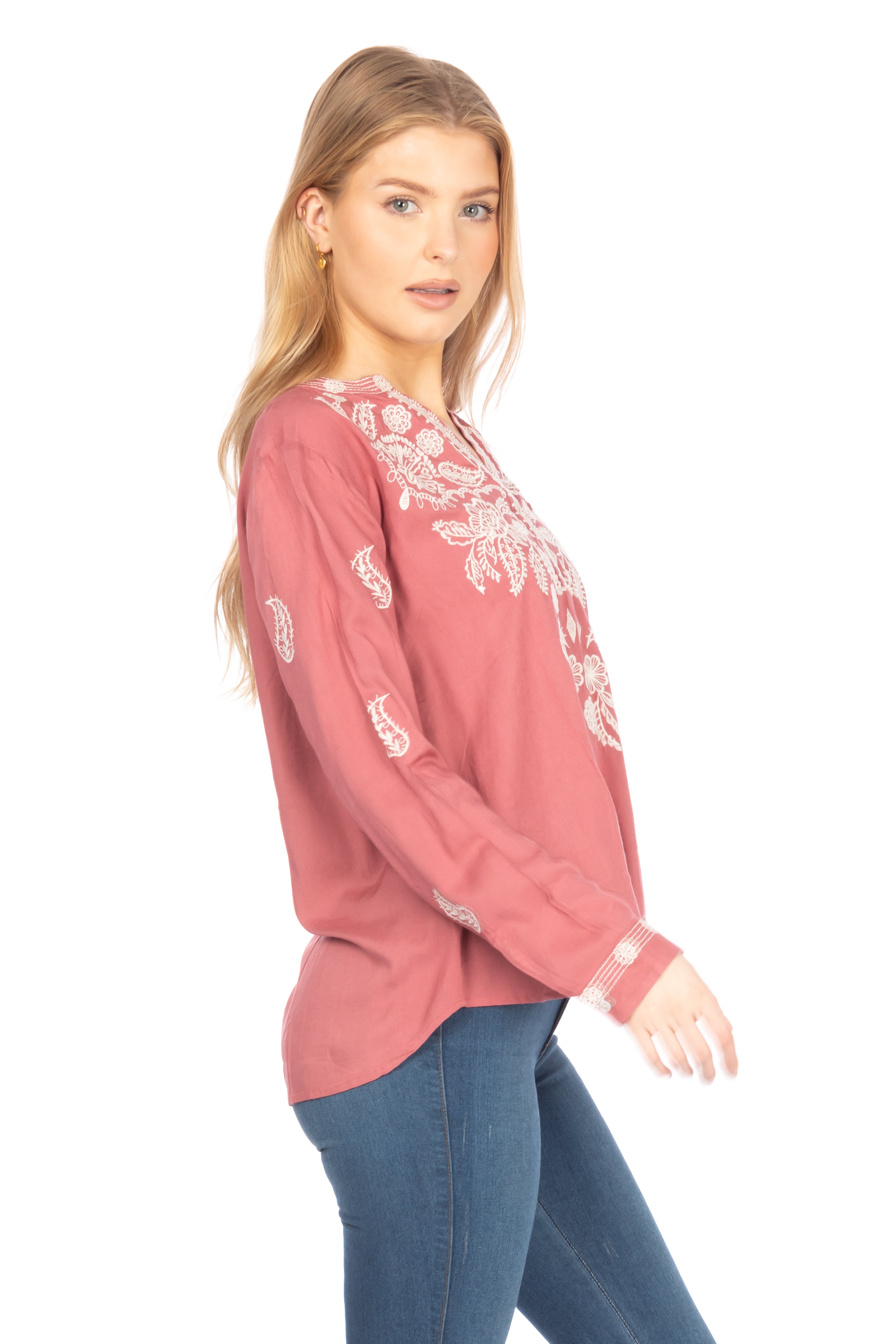 Boho Tunic with Floral Paisley Embroidery