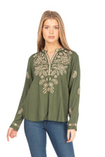 Load image into Gallery viewer, Boho Tunic with Floral Paisley Embroidery
