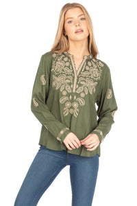 Boho Tunic with Floral Paisley Embroidery