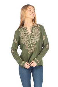 Boho Tunic with Floral Paisley Embroidery