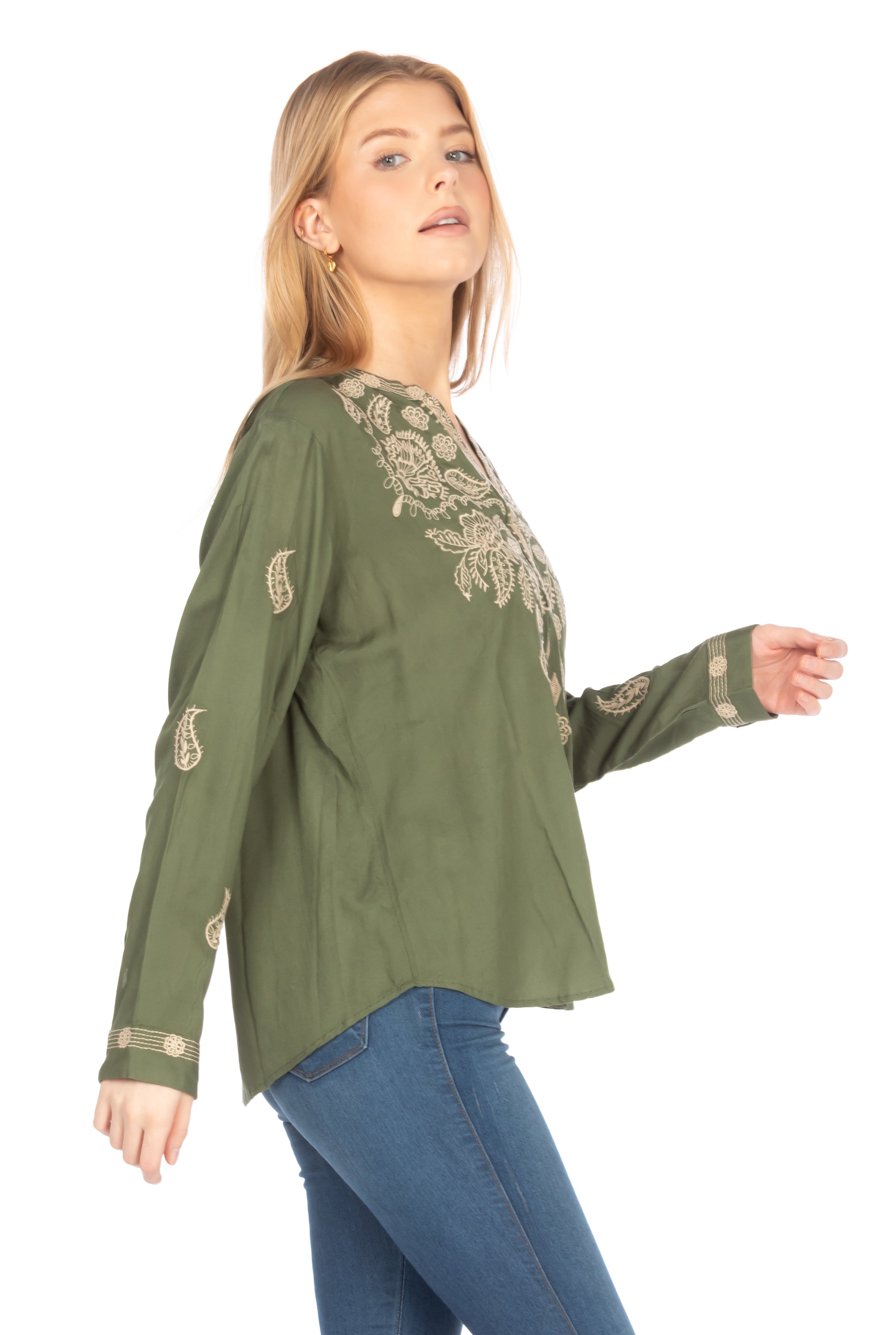 Boho Tunic with Floral Paisley Embroidery