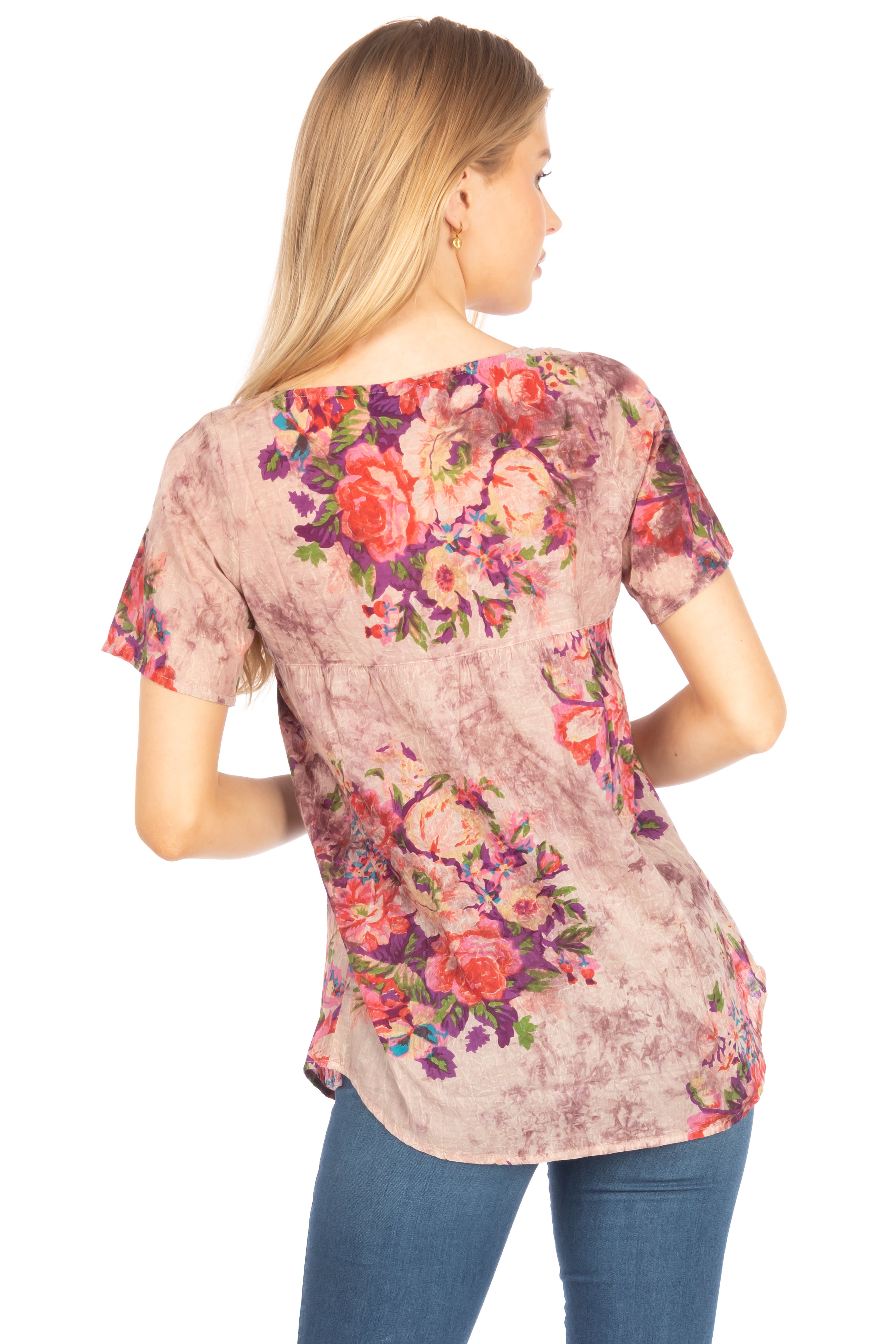 Square Neck Embroidered Boho Top