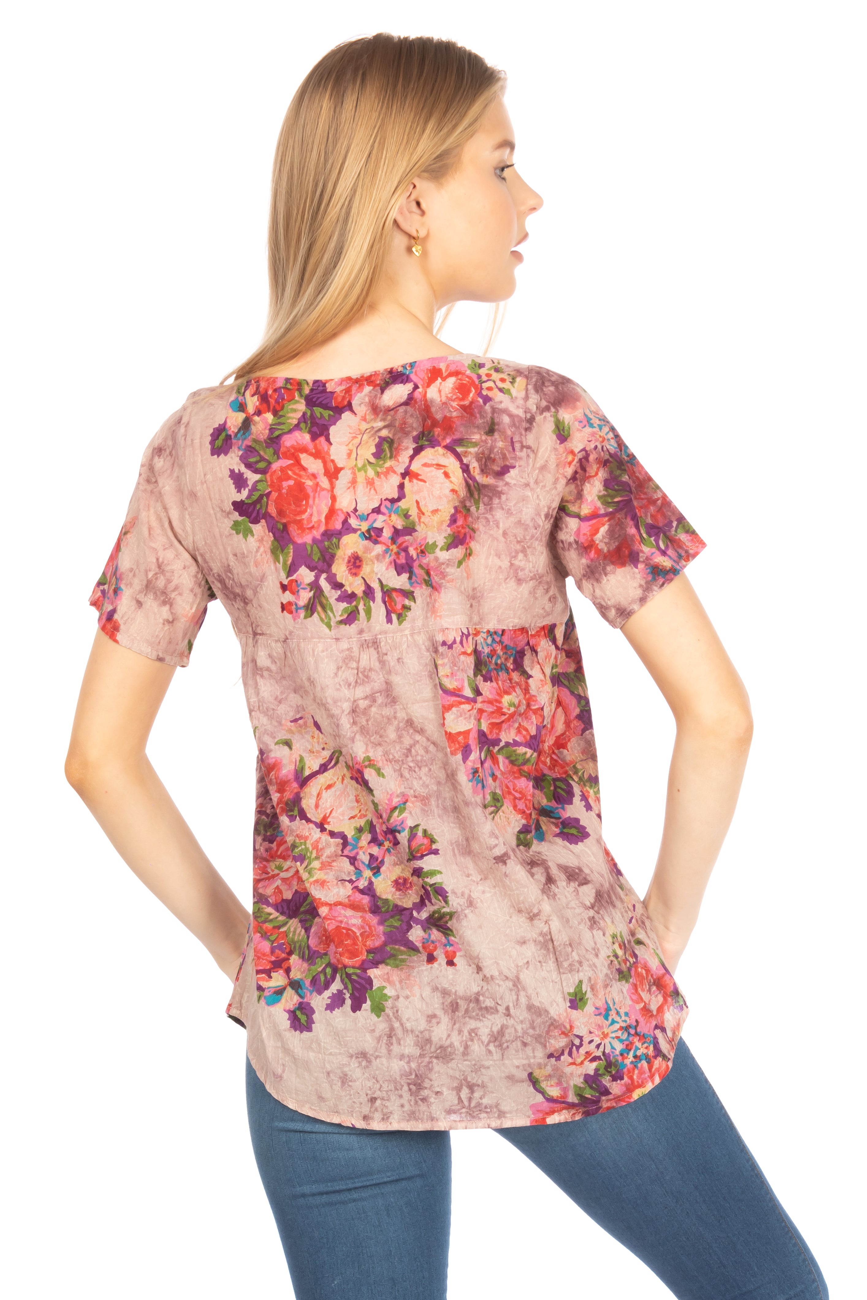 Square Neck Embroidered Boho Top