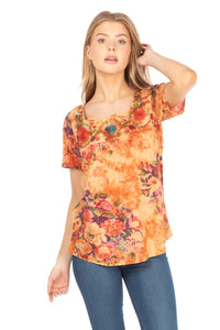 Square Neck Embroidered Boho Top