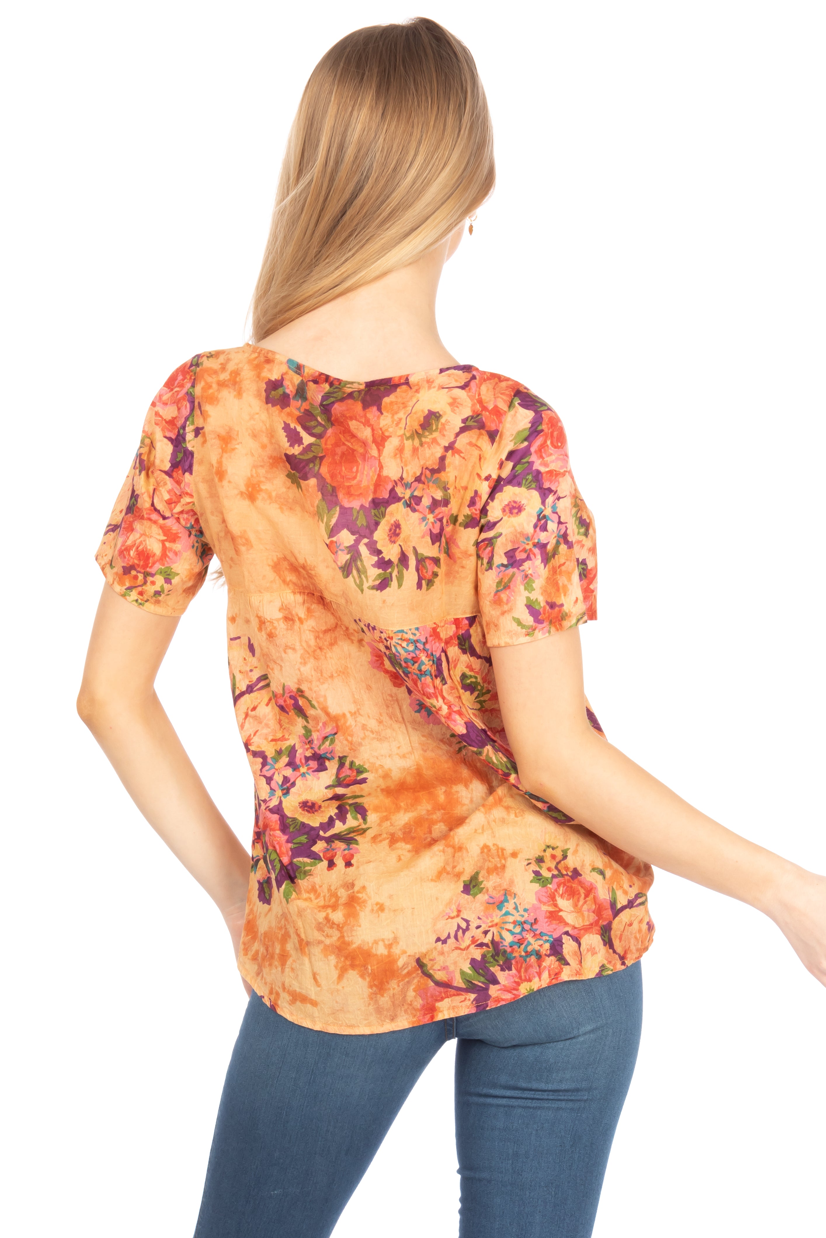 Square Neck Embroidered Boho Top