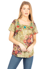 Load image into Gallery viewer, Square Neck Embroidered Boho Top
