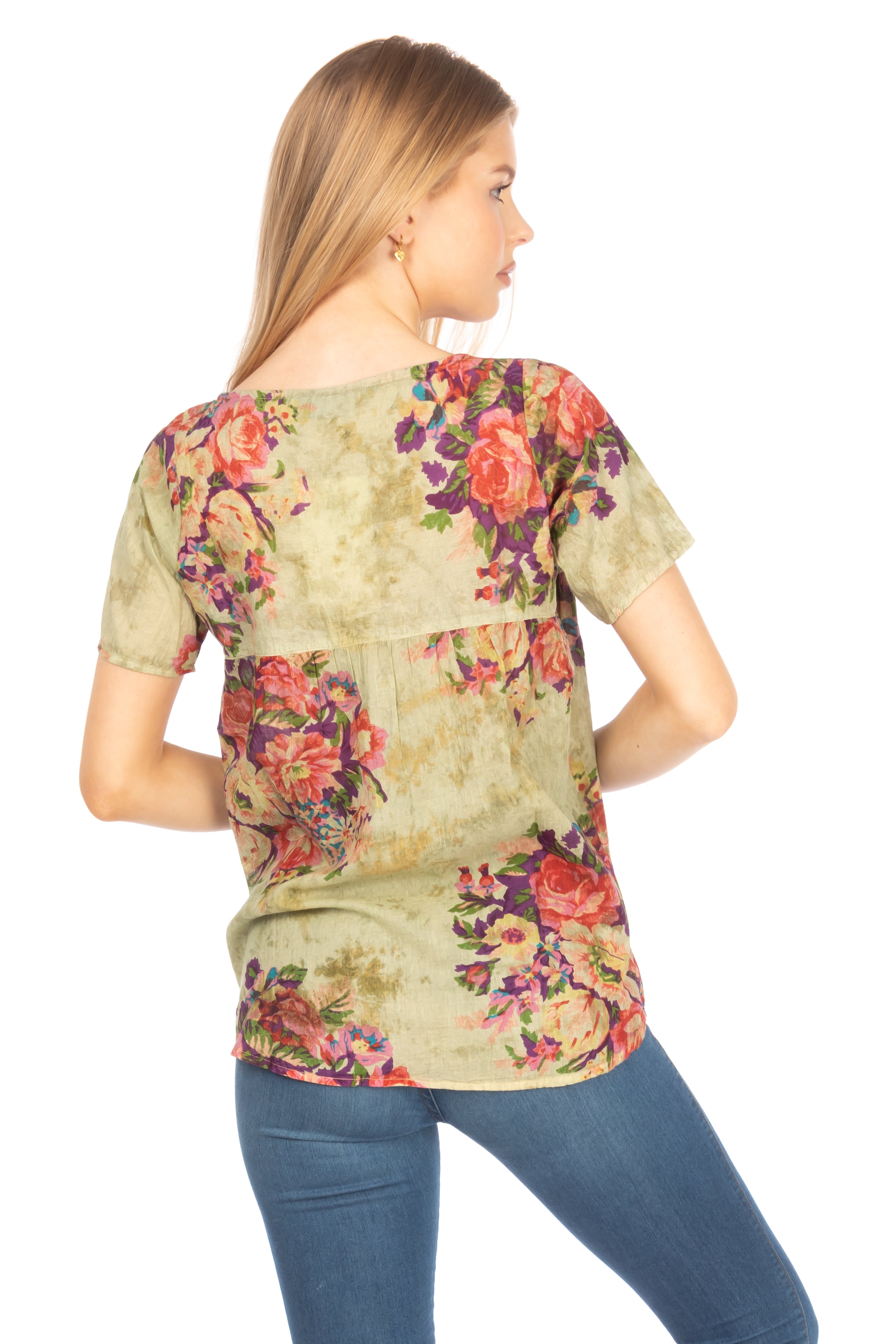 Square Neck Embroidered Boho Top