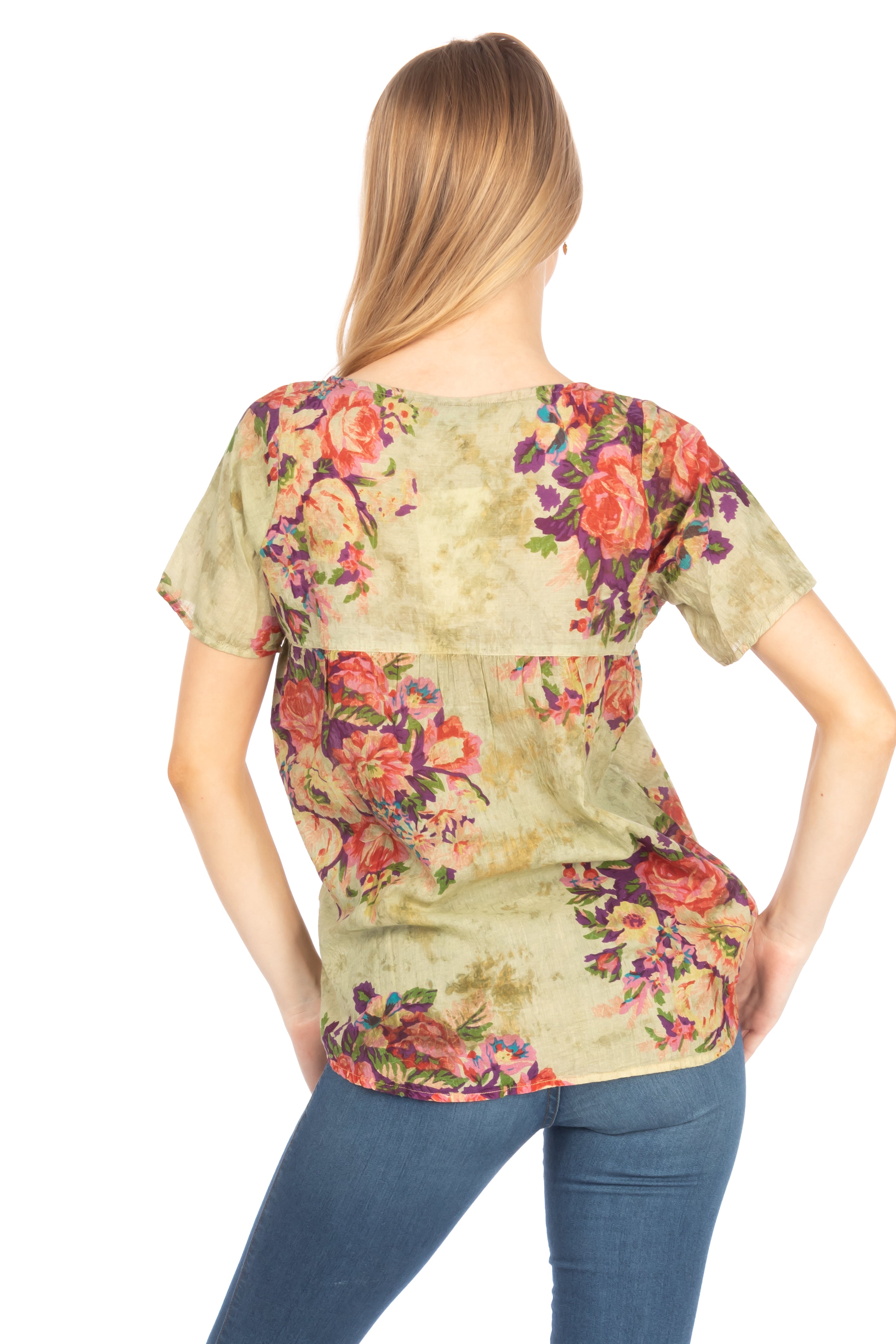 Square Neck Embroidered Boho Top