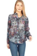 Load image into Gallery viewer, Floral Boho Button-Down Top with Draw Strings
