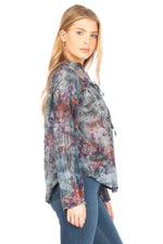 Load image into Gallery viewer, Floral Boho Button-Down Top with Draw Strings
