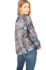 Load image into Gallery viewer, Floral Boho Button-Down Top with Draw Strings
