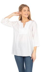 White Boho Tunic with Embroidery