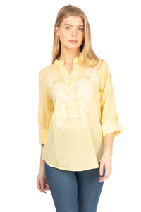 Yellow Tunic with Paisley Embroidery