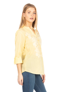 Yellow Tunic with Paisley Embroidery