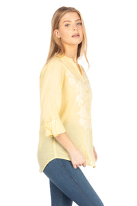 Yellow Tunic with Paisley Embroidery