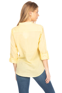 Yellow Tunic with Paisley Embroidery