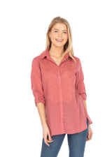 Load image into Gallery viewer, Red Button Down Shirt with Paisley Embroidery
