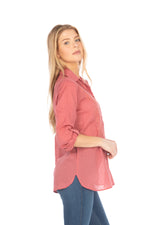 Load image into Gallery viewer, Red Button Down Shirt with Paisley Embroidery
