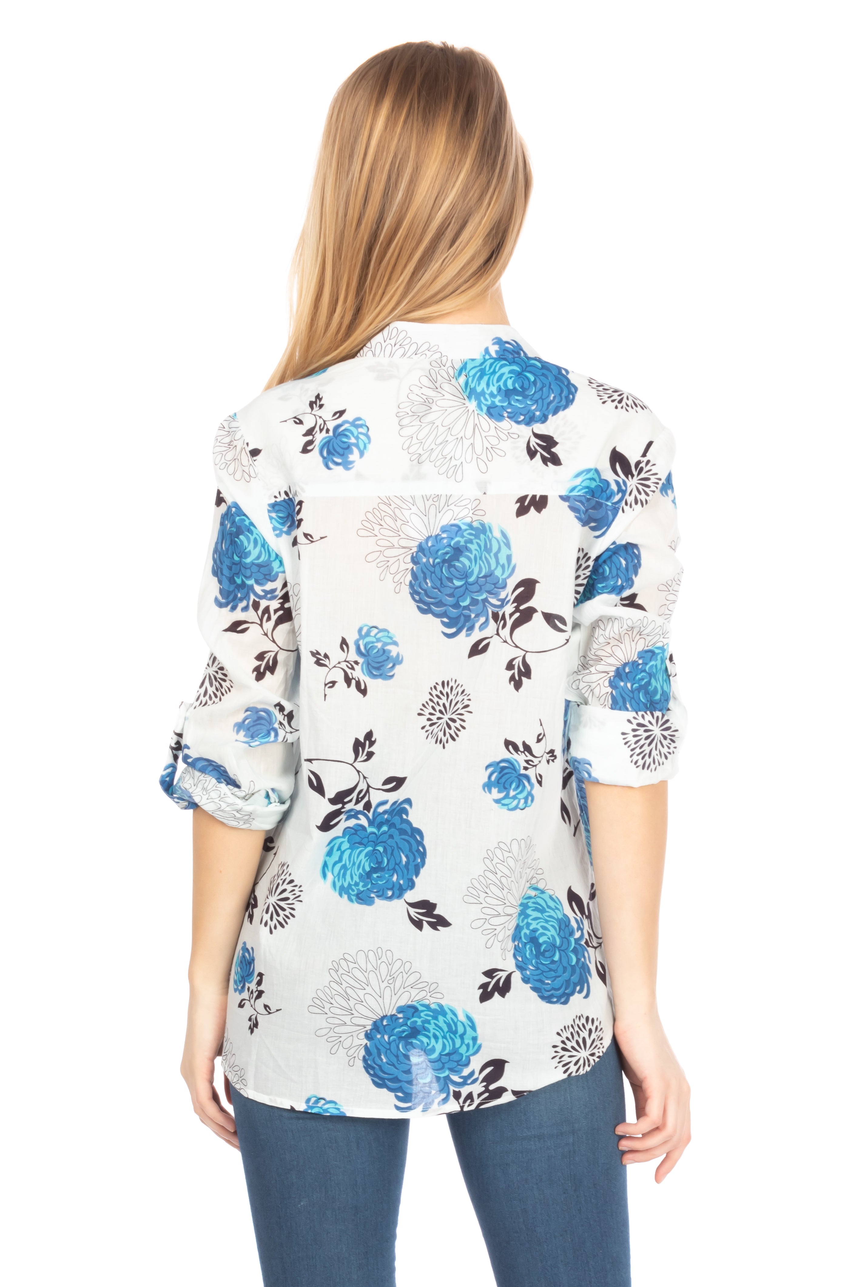 Button Down Floral Printed Tunic