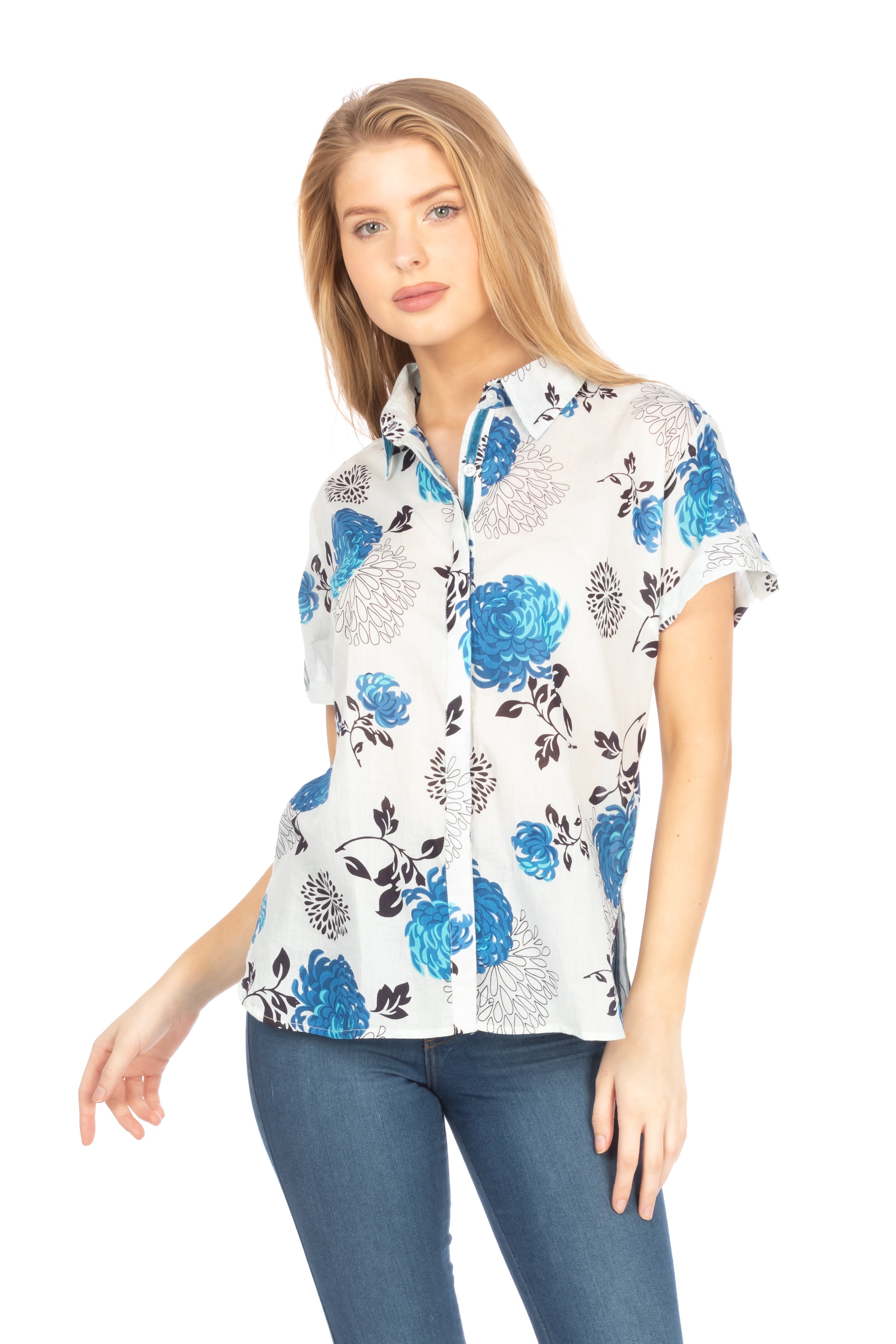 Floral Short Sleeve Button Down Shirt