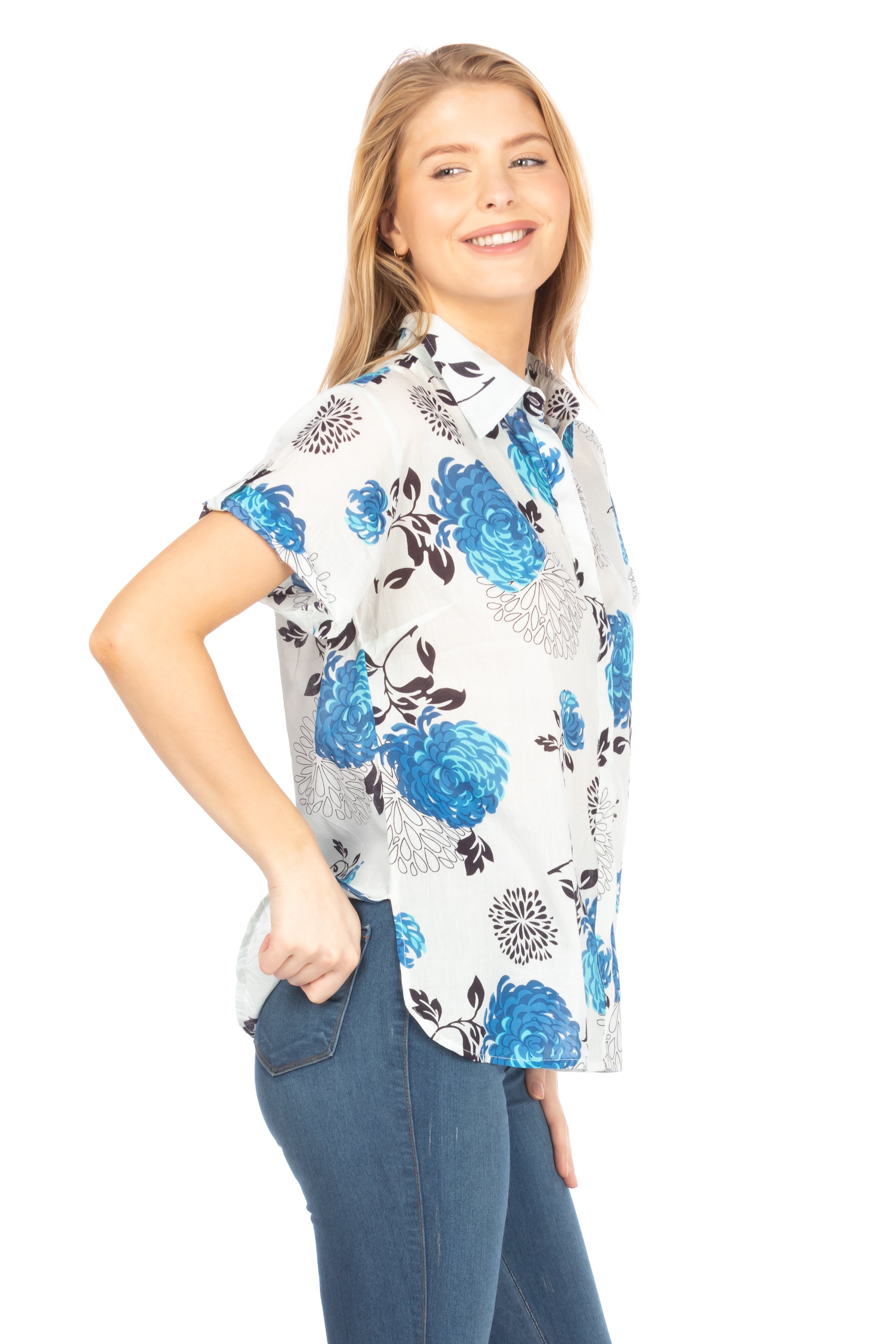 Floral Short Sleeve Button Down Shirt