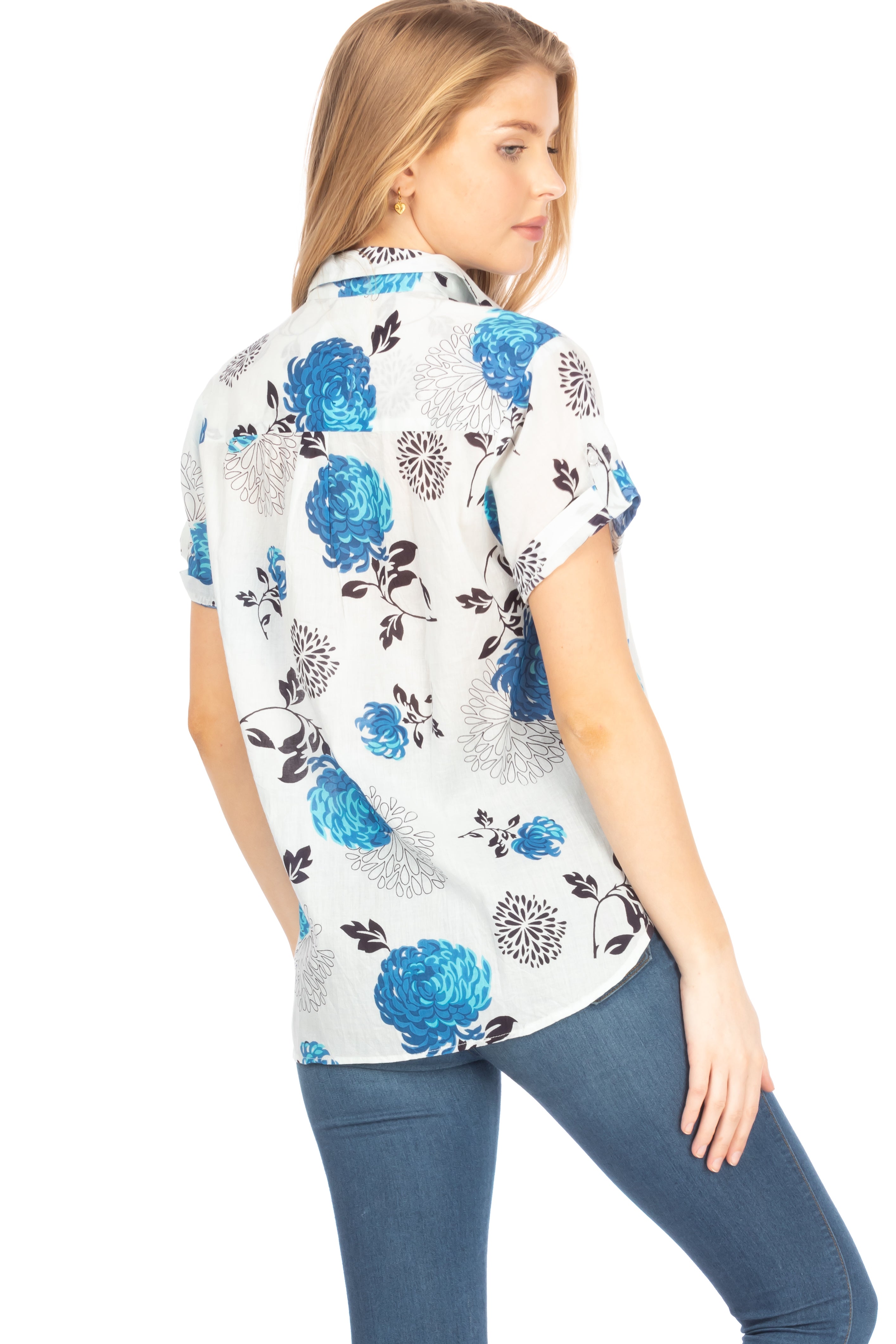 Floral Short Sleeve Button Down Shirt