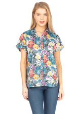 Load image into Gallery viewer, Floral Short Sleeve Button Down Shirt
