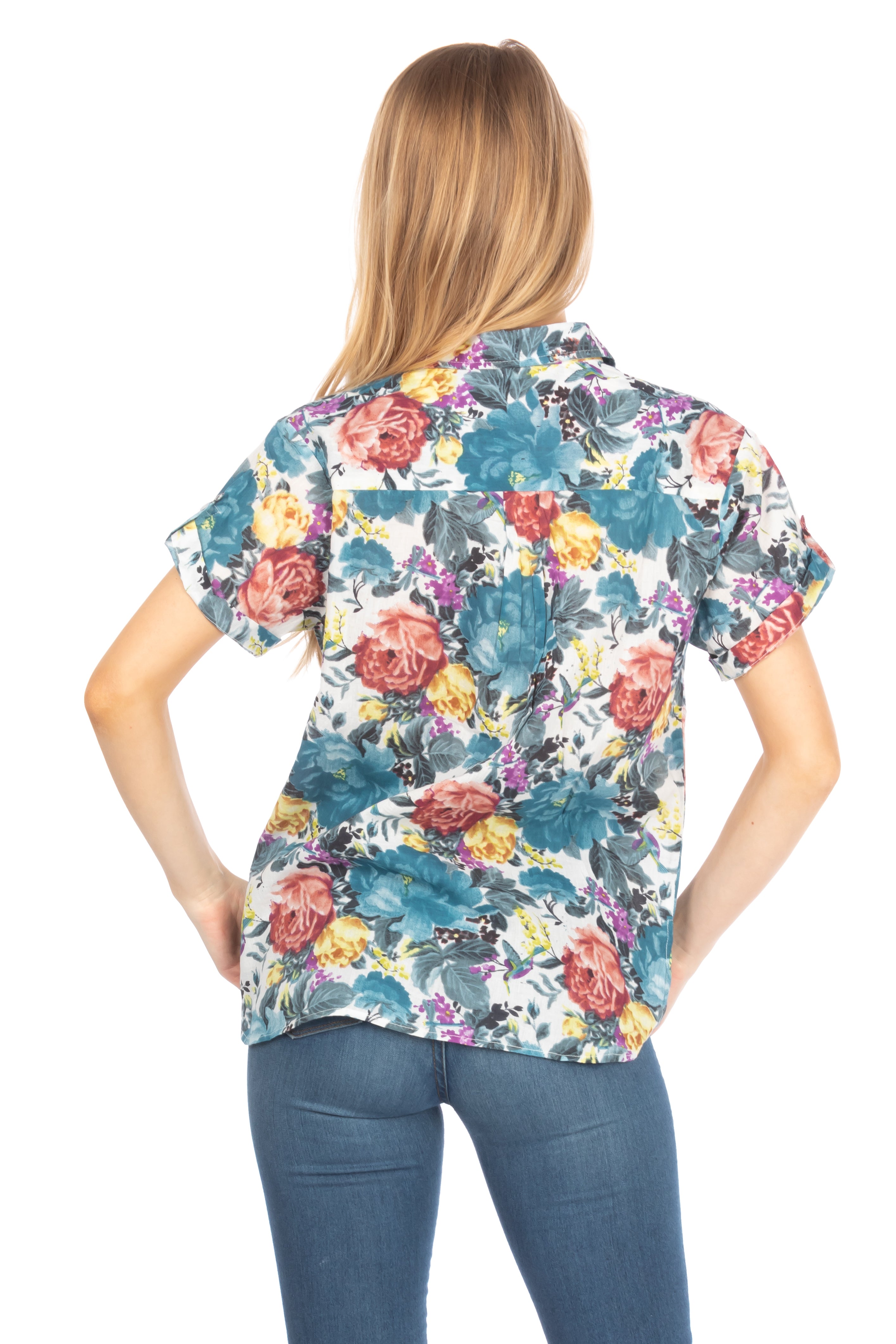 Floral Short Sleeve Button Down Shirt