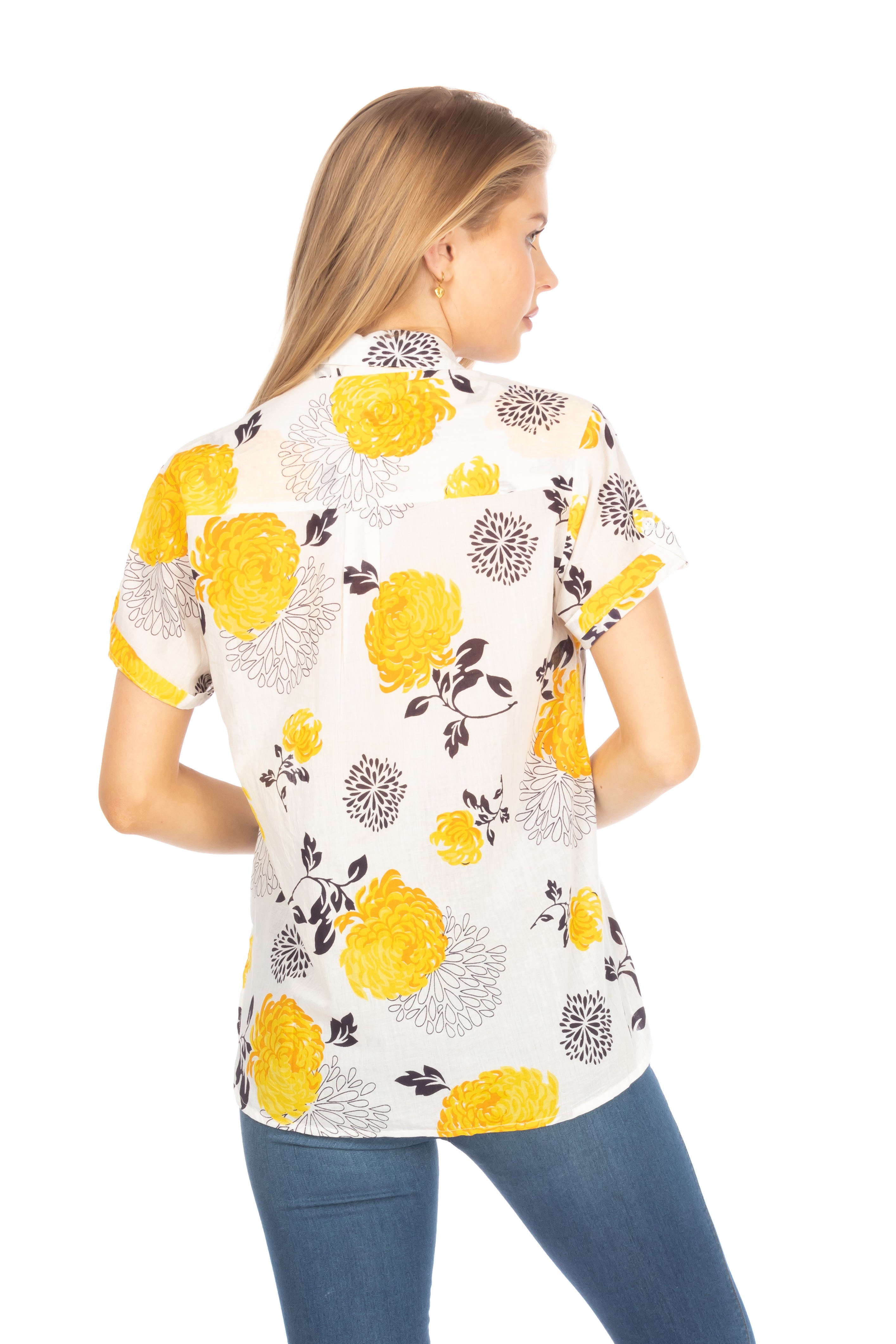 Floral Short Sleeve Button Down Shirt