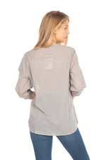 Load image into Gallery viewer, Gray Tunic with Floral Embroidery and Drawstrings
