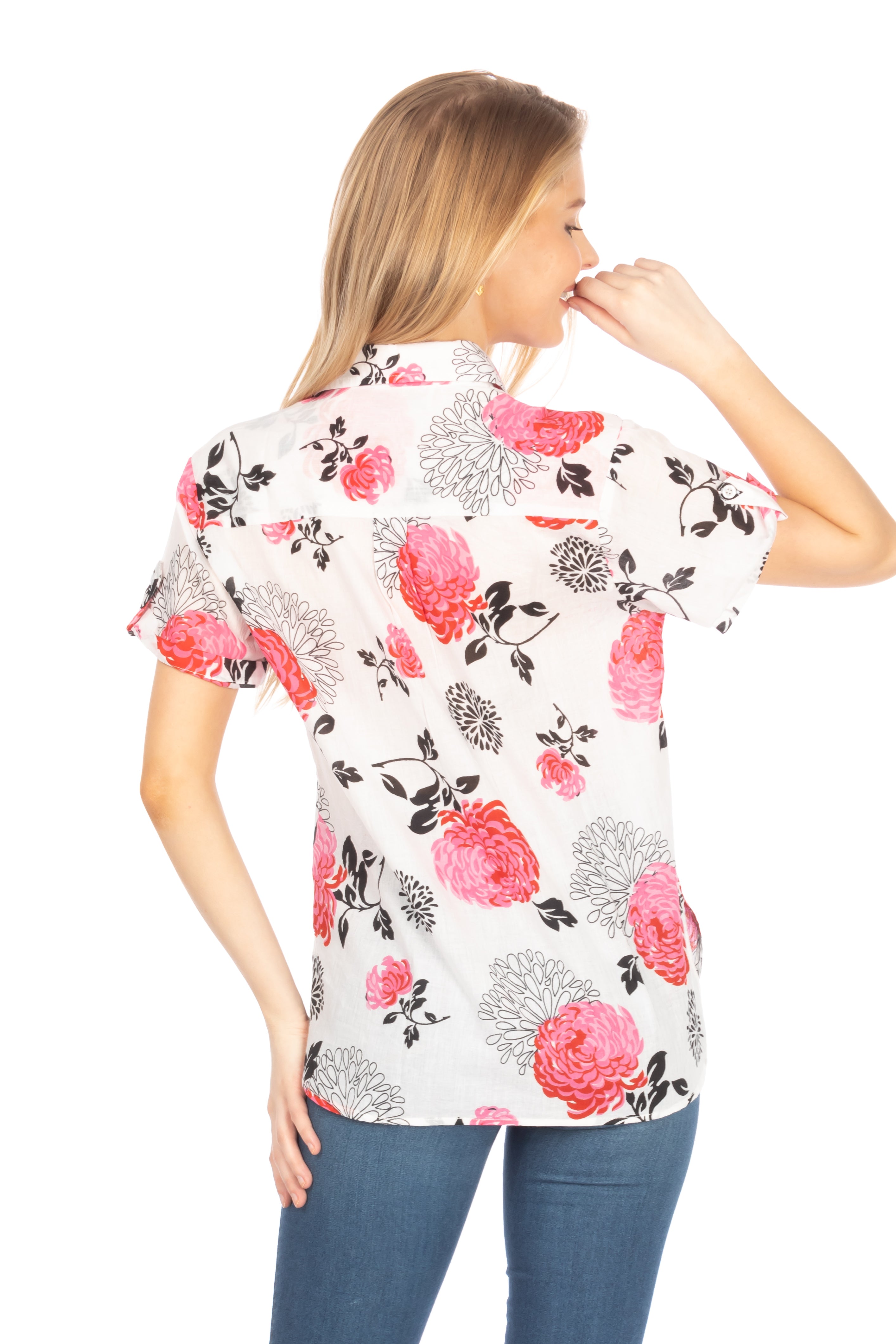 Floral Short Sleeve Button Down Shirt