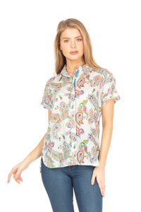 Paisley Floral Short Sleeve Button Down Shirt