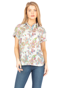 Paisley Floral Short Sleeve Button Down Shirt