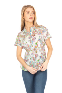 Paisley Floral Short Sleeve Button Down Shirt