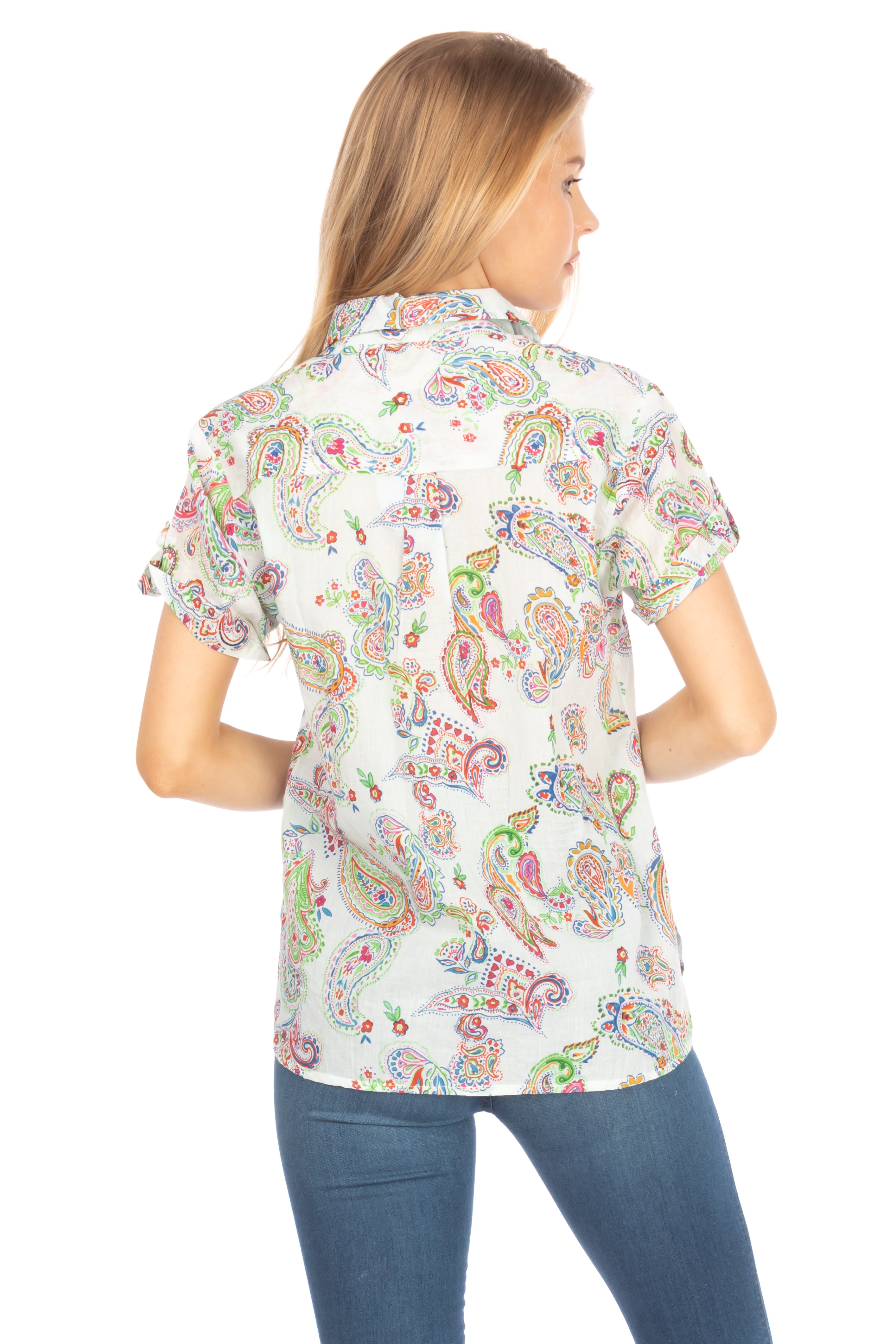 Paisley Floral Short Sleeve Button Down Shirt