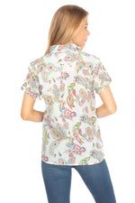 Load image into Gallery viewer, Paisley Floral Short Sleeve Button Down Shirt
