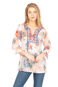 Floral Boho Tunic with Embroidery