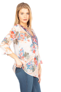 Floral Boho Tunic with Embroidery