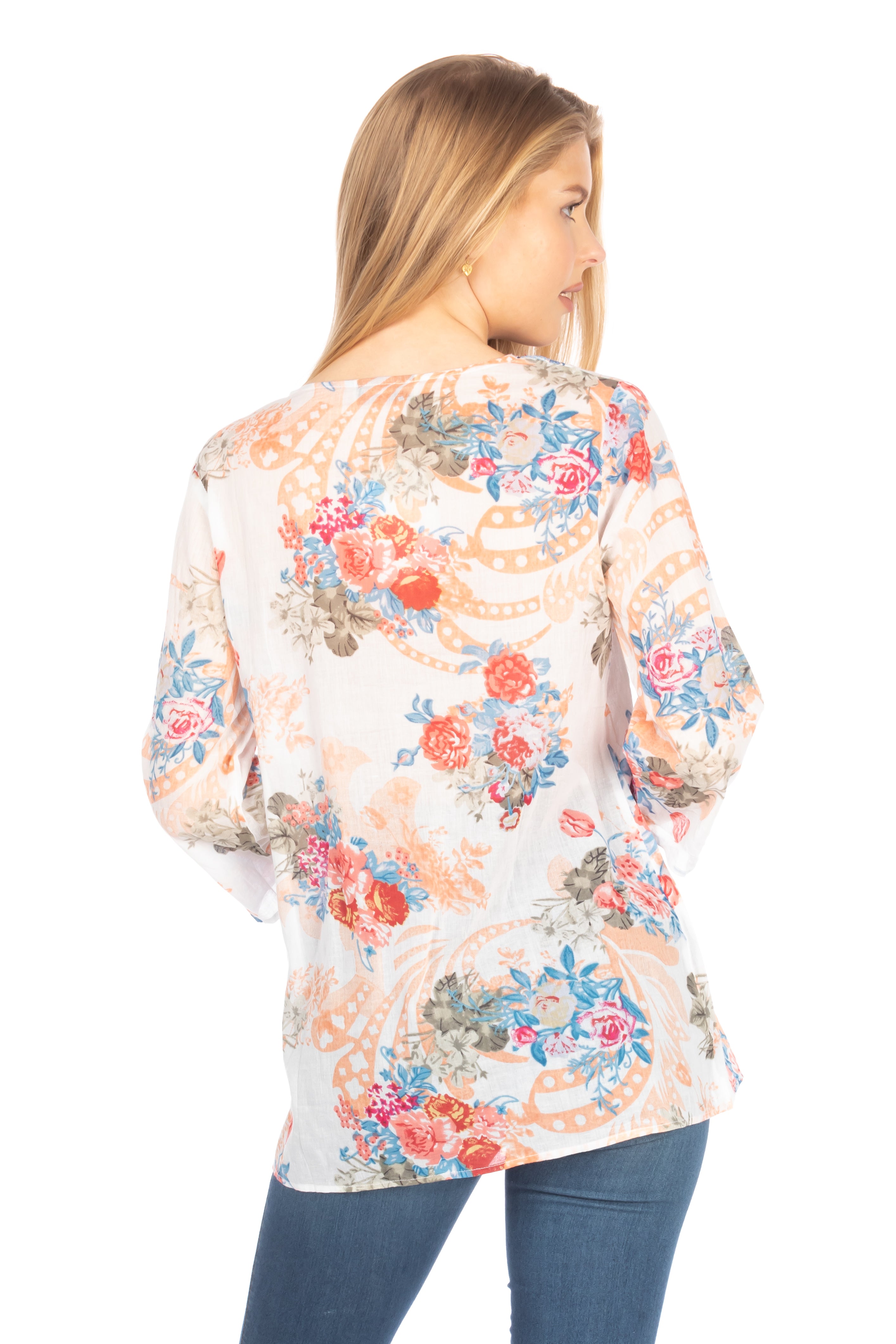 Floral Boho Tunic with Embroidery