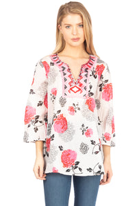 Floral Boho Tunic with Embroidery