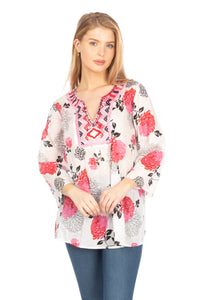 Floral Boho Tunic with Embroidery