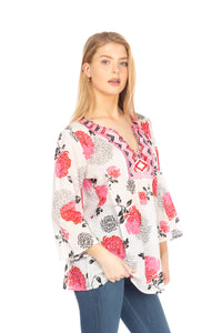 Floral Boho Tunic with Embroidery