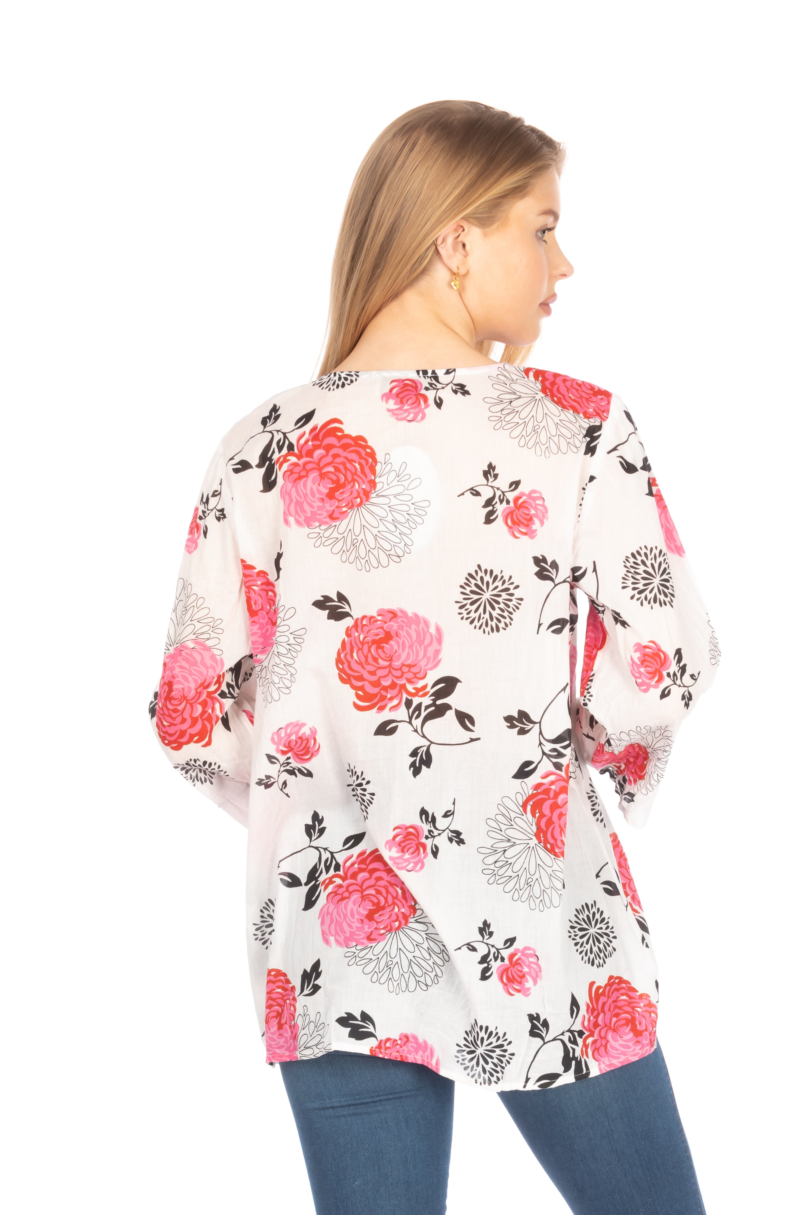 Floral Boho Tunic with Embroidery