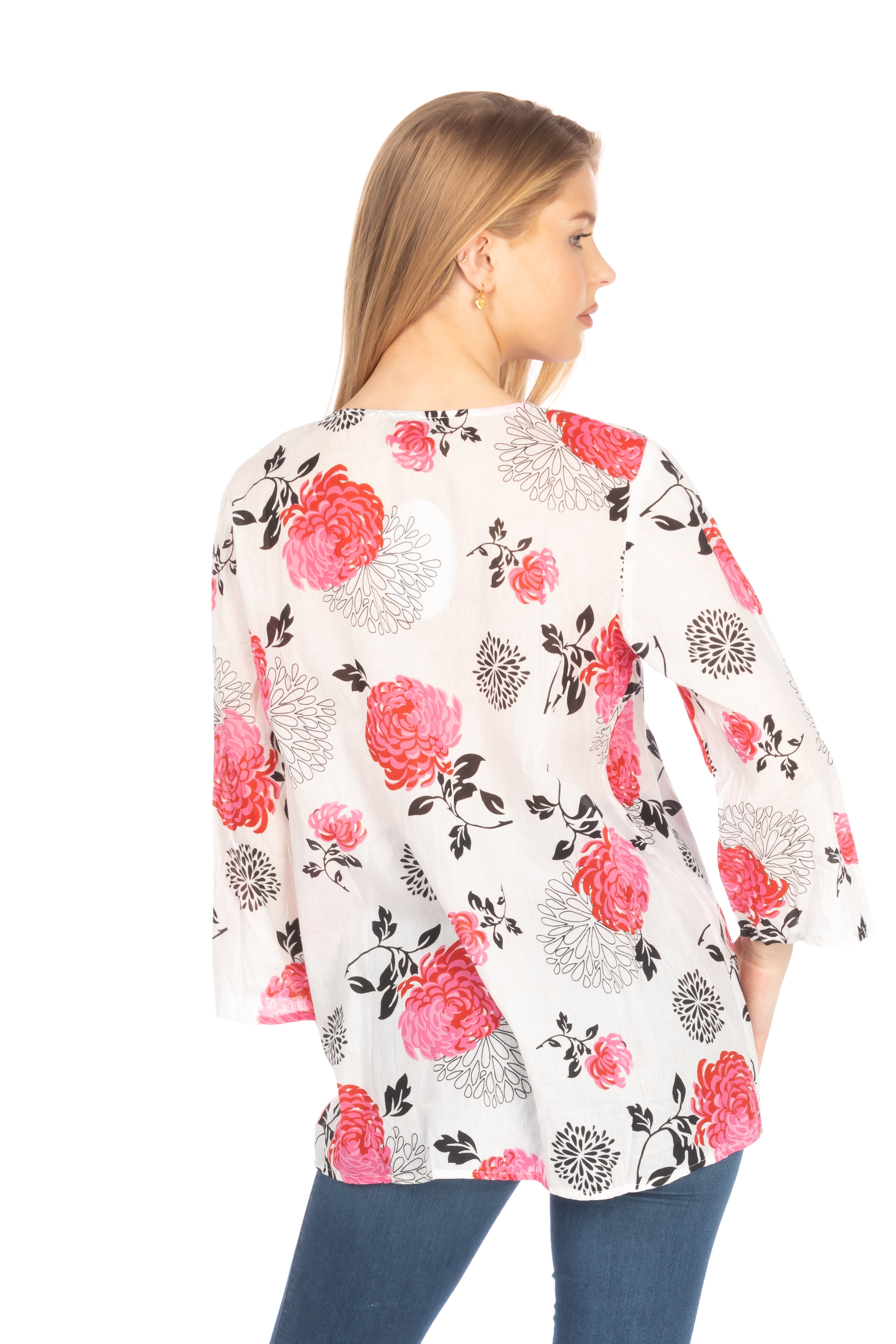 Floral Boho Tunic with Embroidery