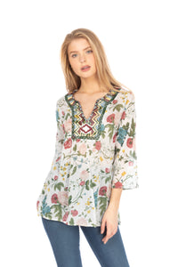 Floral Boho Tunic with Embroidery