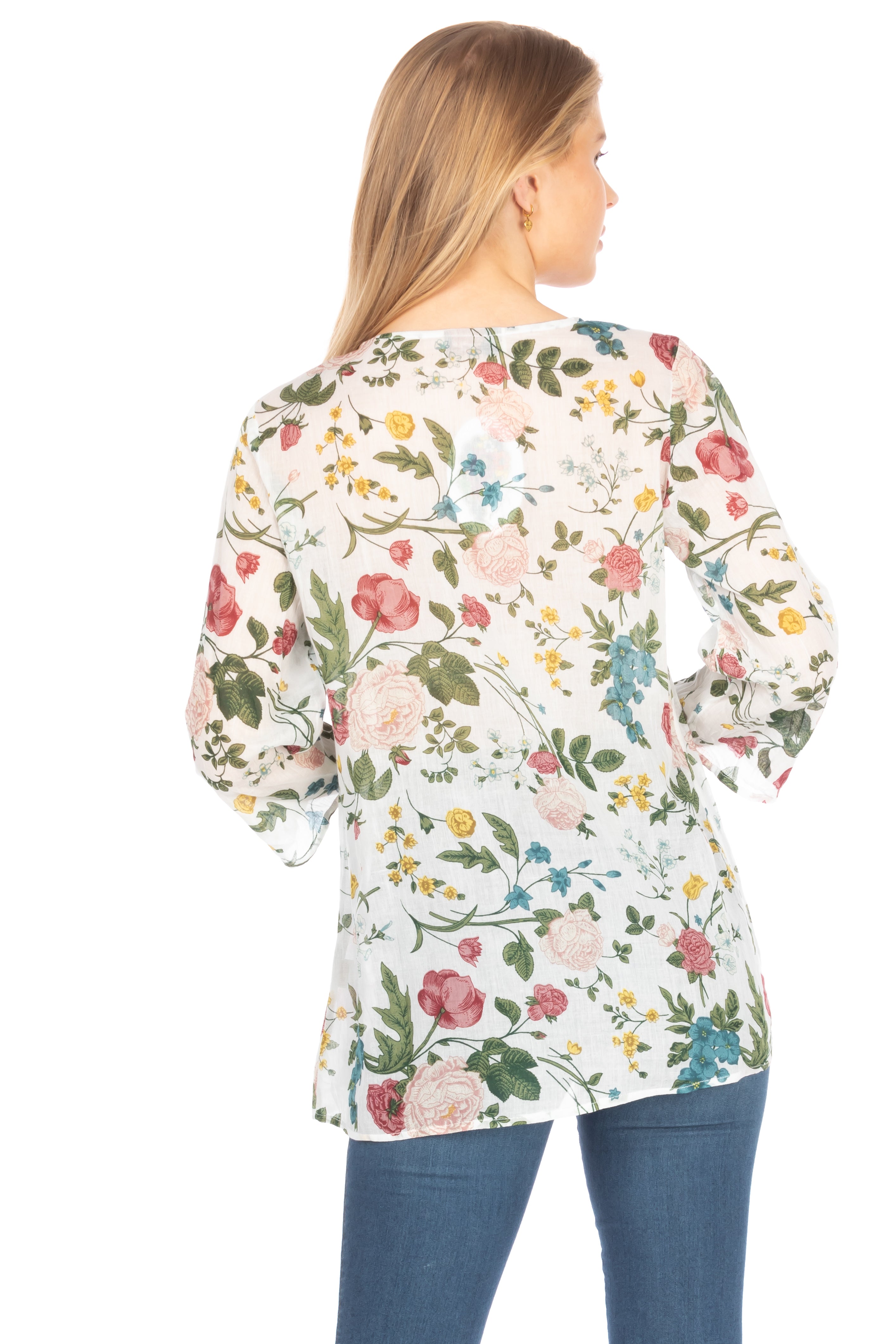 Floral Boho Tunic with Embroidery