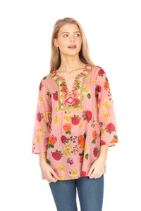 Floral Boho Tunic with Embroidery