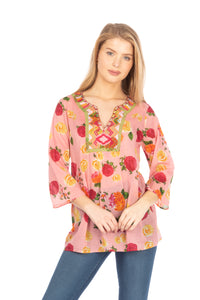 Floral Boho Tunic with Embroidery